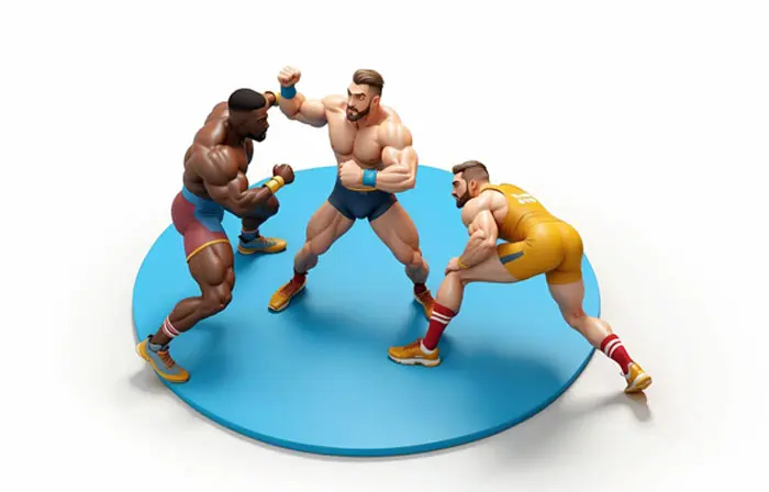 Wrestling Ring Fighting Scene 3D Graphic Design Illustration